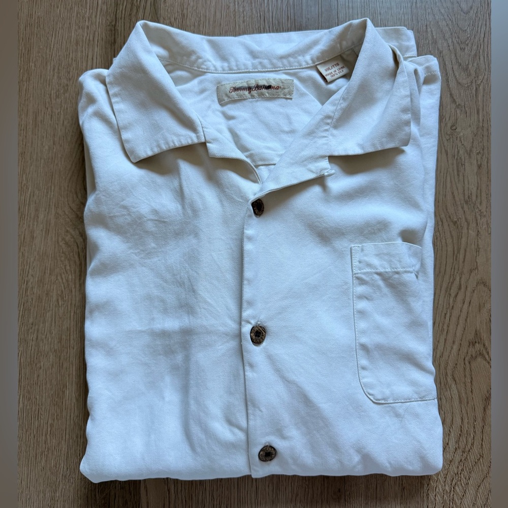 Tommy Bahama Silk Coastal Mens 2XL XXL Beige Breeze Beachy Resort Short Sleeve